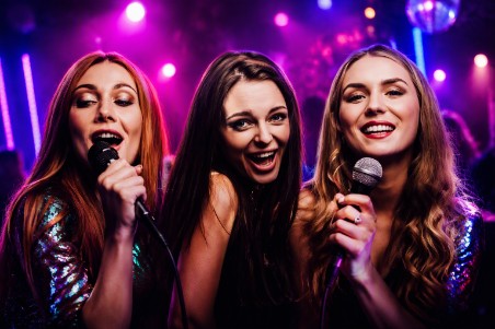 Groupe de jeunes fille chantant une chanson karaoké lors d'une prestation MkL Events DJ et animateur en île-de-France